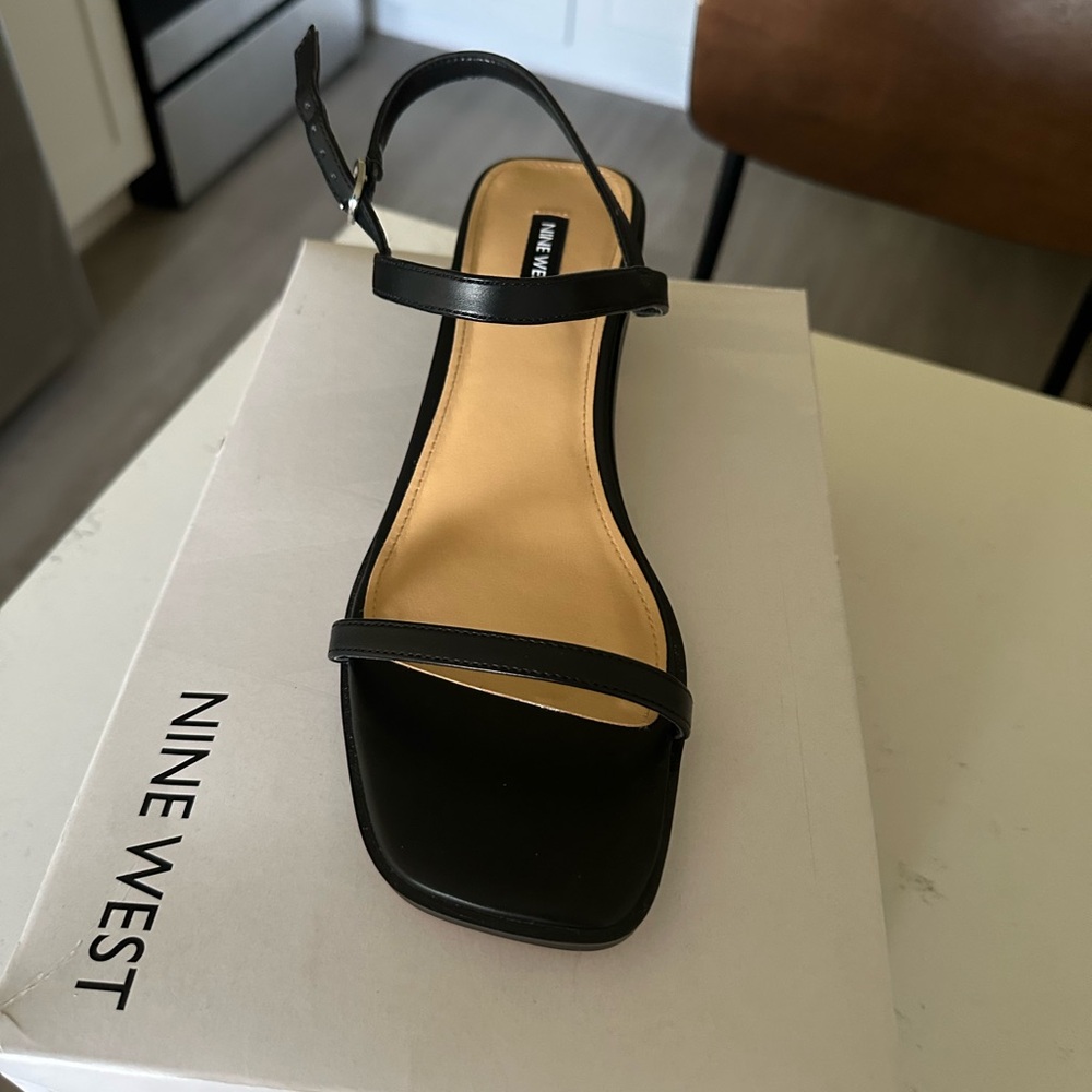Nine West Purdy Black Strappy Sandals